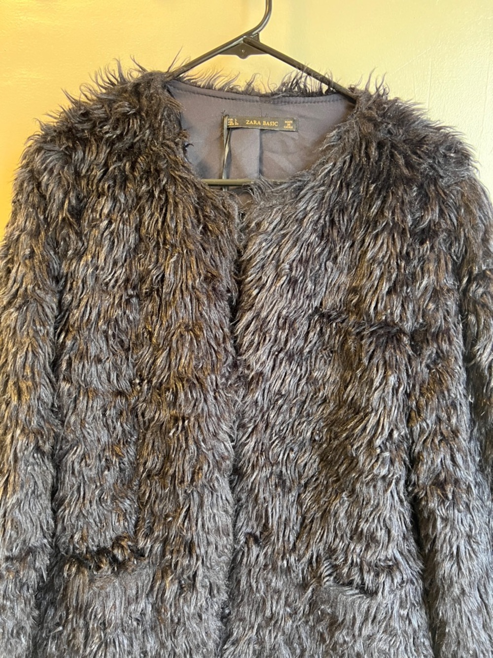 Zara Faux Fur Teddy Jacket in Charcoal